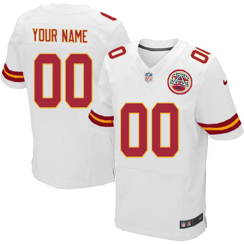 Men's Elite Nike Jersey White Road - Customized NFL Kansas City Chiefs